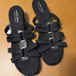 Size 12 nwt comfort plus by Predictions Black Strappy Slide Sandals
